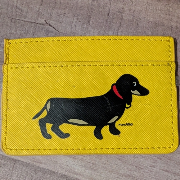 Marc Tetro Yellow Crossbody Bag with Dachshund, Matching Wallet - Picture 3 of 8